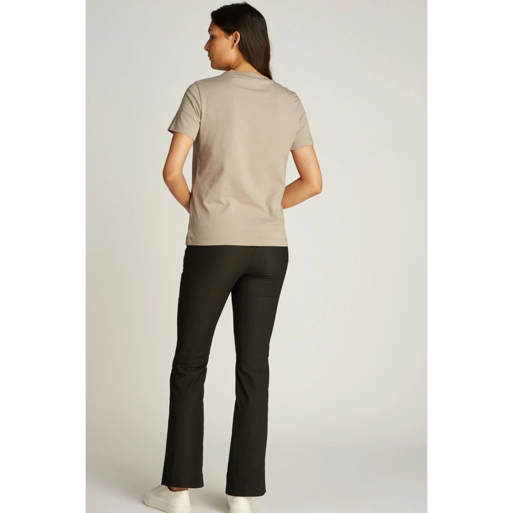 Calvin Klein Logo Print Katoenen T-shirt Beige Dames