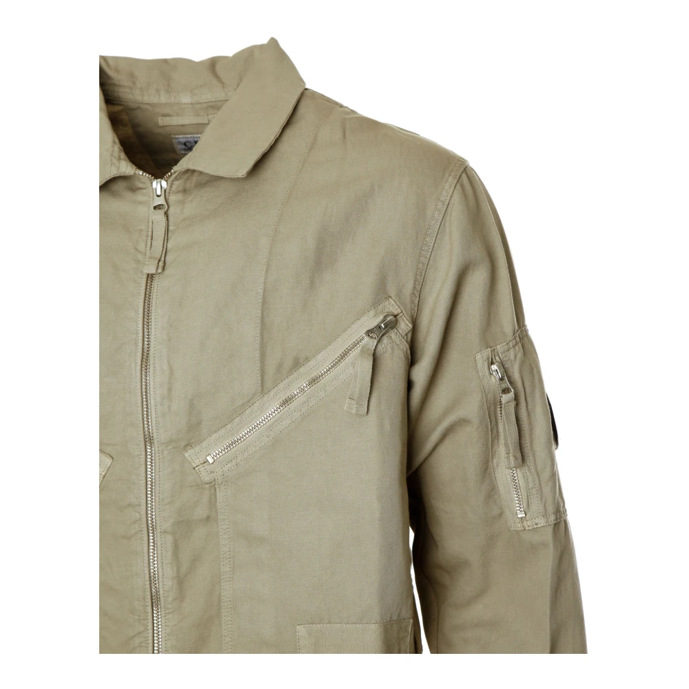 C.P. Company Overshirt met Asymmetrische Zakken en Rits Beige Heren