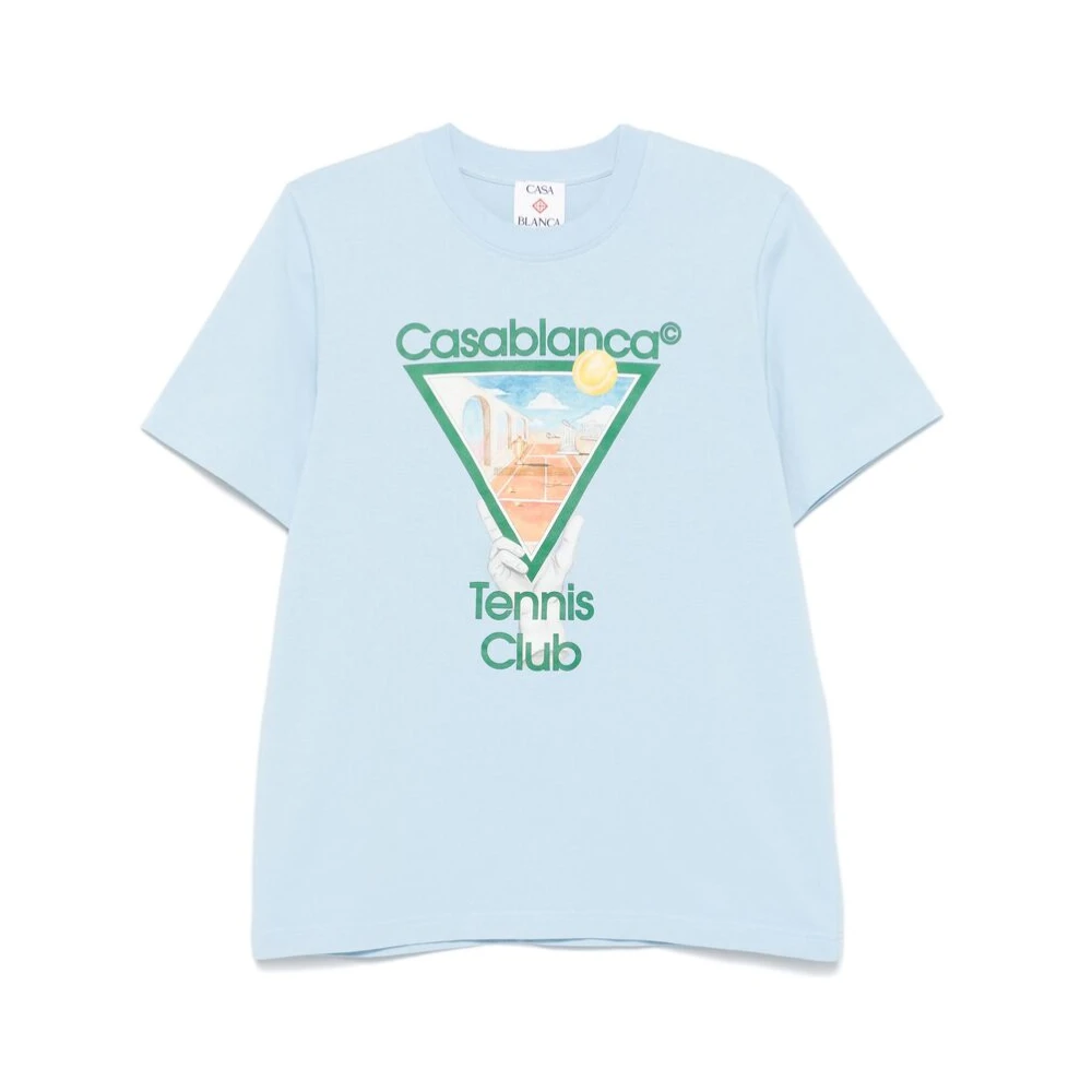 Casablanca Lichtblauwe Logo Print Crew Neck Blue Heren