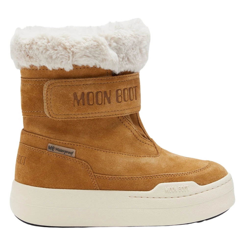 Moon Boot , Kids Boots, Female, Beige, 30 Eu, Suede Girls Strap Boots