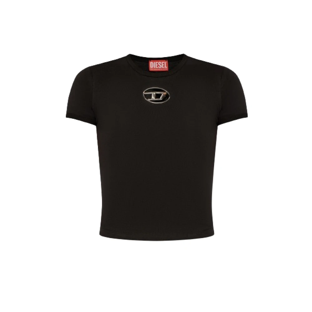 Diesel Zwart T-shirt met Oval D-logo Black Dames