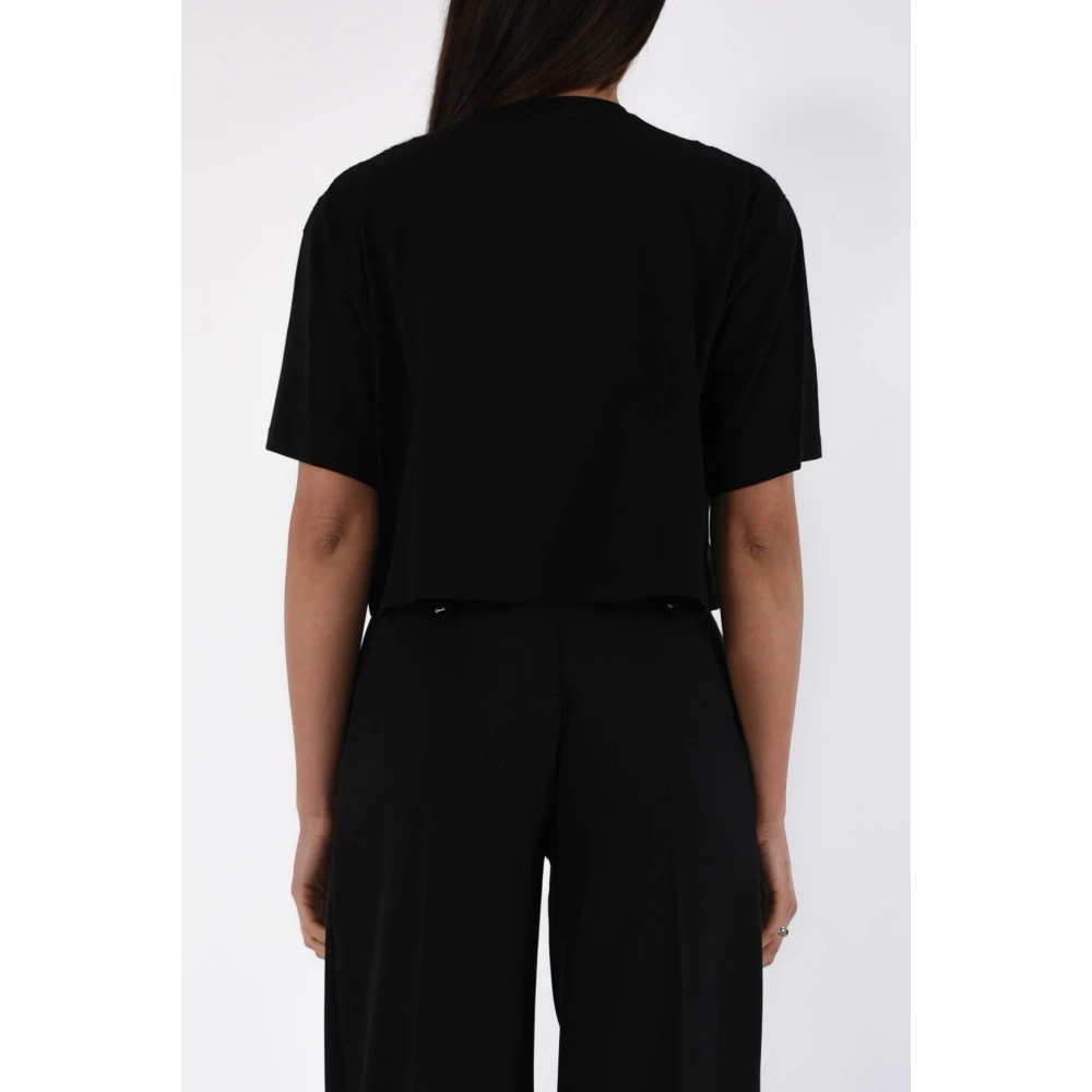 Elisabetta Franchi Cropped Jersey T-shirt Black Dames