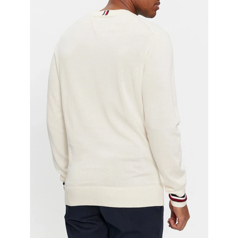 Tommy Hilfiger Witte Katoenen Trui voor Mannen Beige Heren