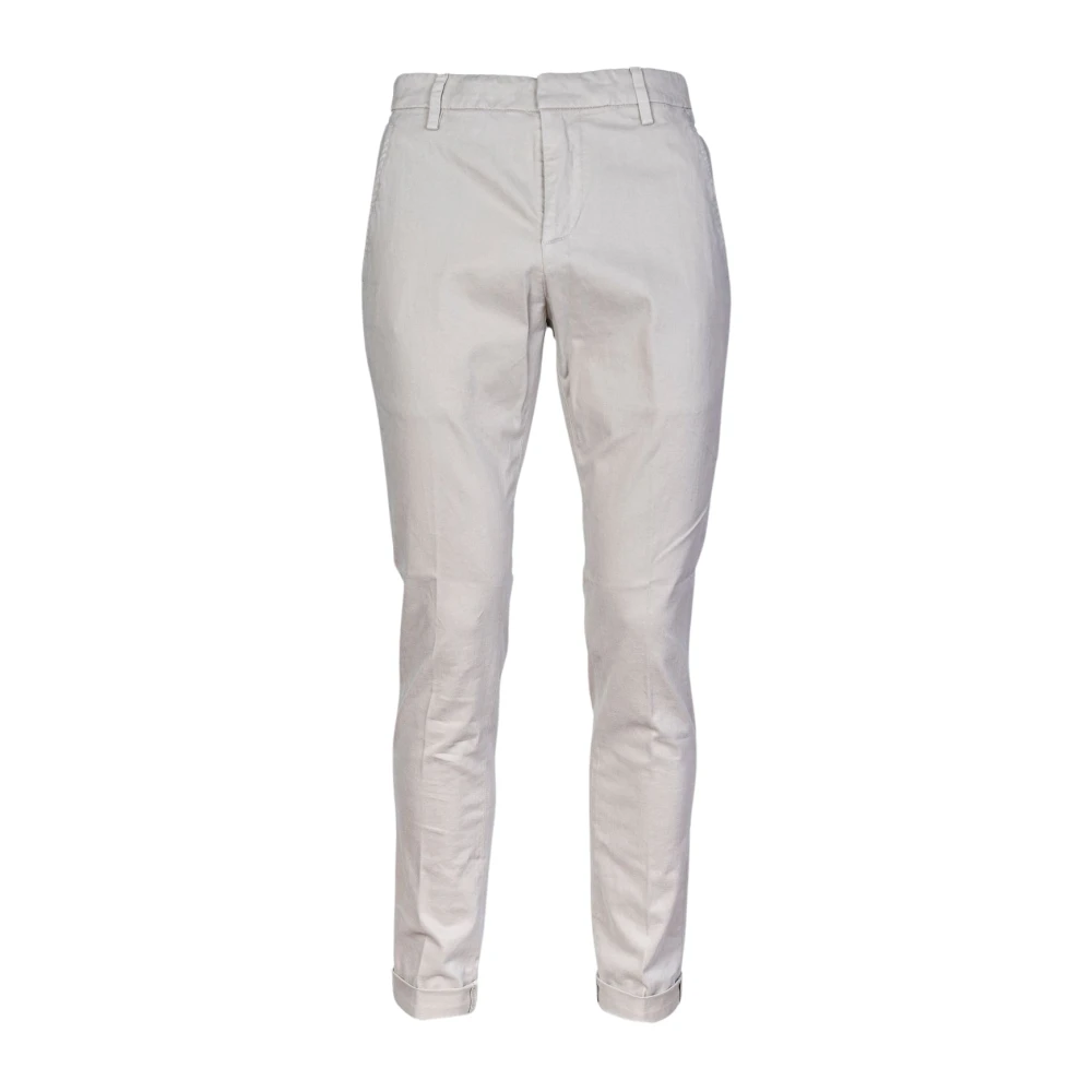 Dondup Herr Chino Byxor. Slim Fit. Låg Midja. Medium Vikt Gabardin. Tillverkad i Italien. Beige, Herr