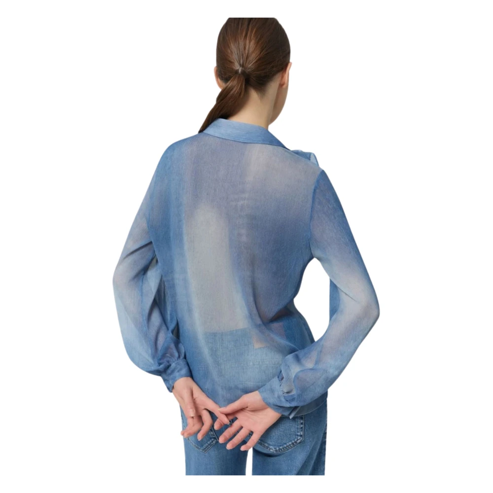 Iblues Lichtblauwe Bedrukte Crepe Blouse Blue Dames