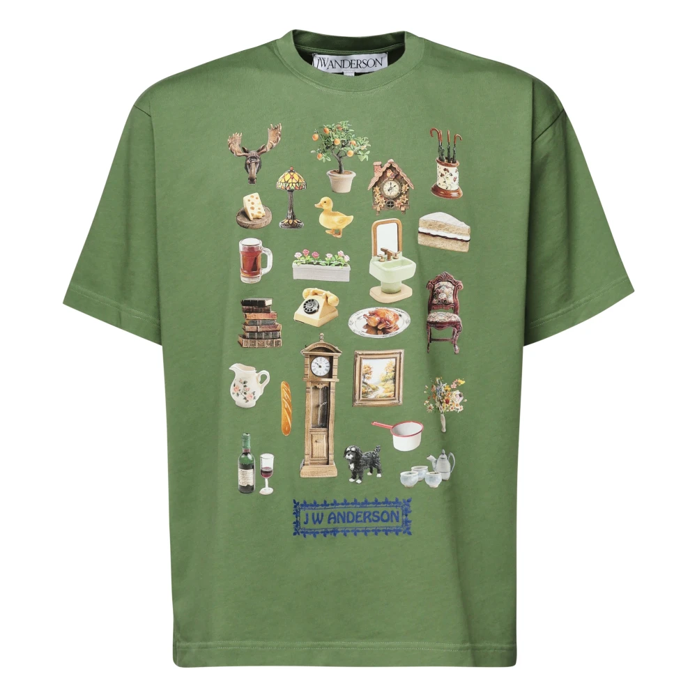 JW Anderson Groene Diorama Print T-shirt Green Heren