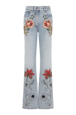 Midjehöga jeans med vida ben