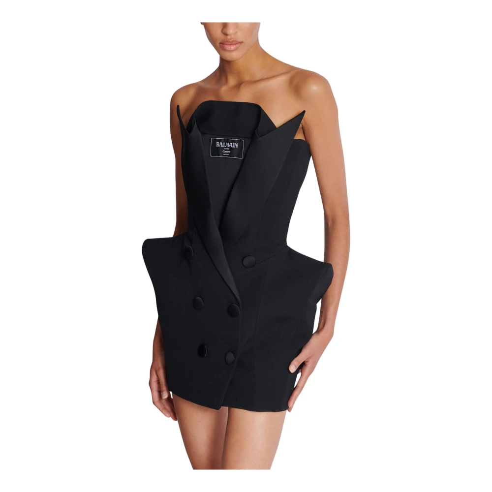 Balmain Grain de poudre Baskische bustierjurk Black Dames