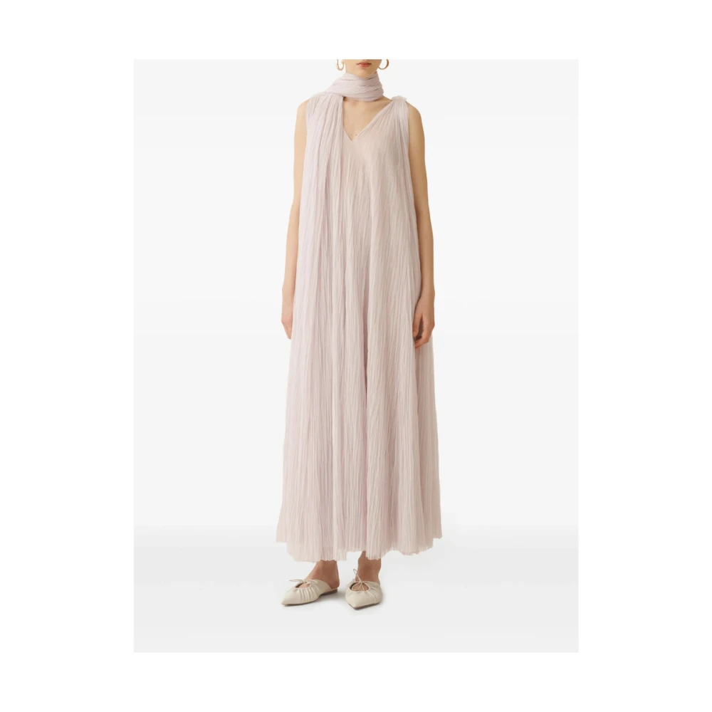 Fabiana Filippi Roze V-hals Jurk met Wijd uitlopende Zoom Pink Dames
