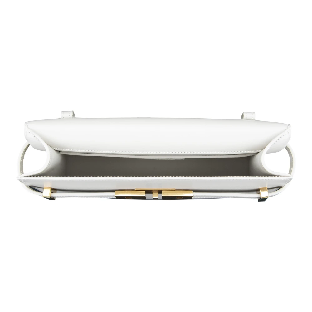 Saint Laurent Leren Schoudertas met Gesp Magnetische Knoop White Dames