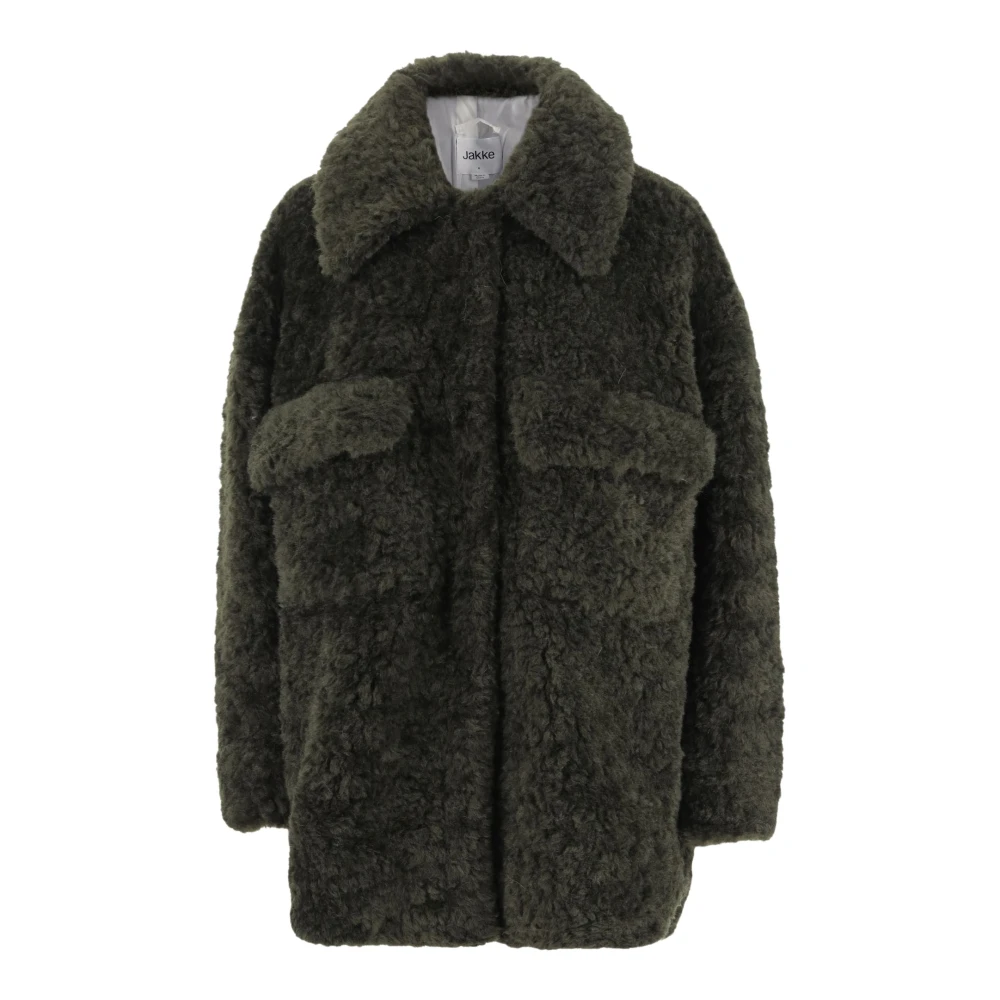 Jakke Groene Faux Fur Jas Green Dames