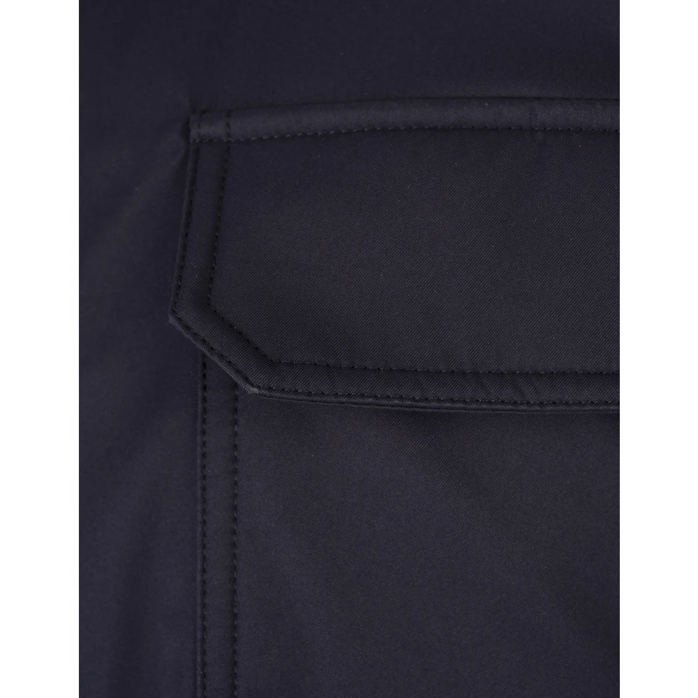 Kiton Blauwe Gewatteerde Jas met Drukknopen Blue Heren