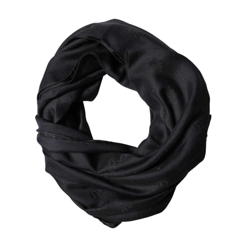 Dolce & Gabbana Men's Black Scarves, One Size, Lace Stole Silk Neckwrap Shawl Scarf