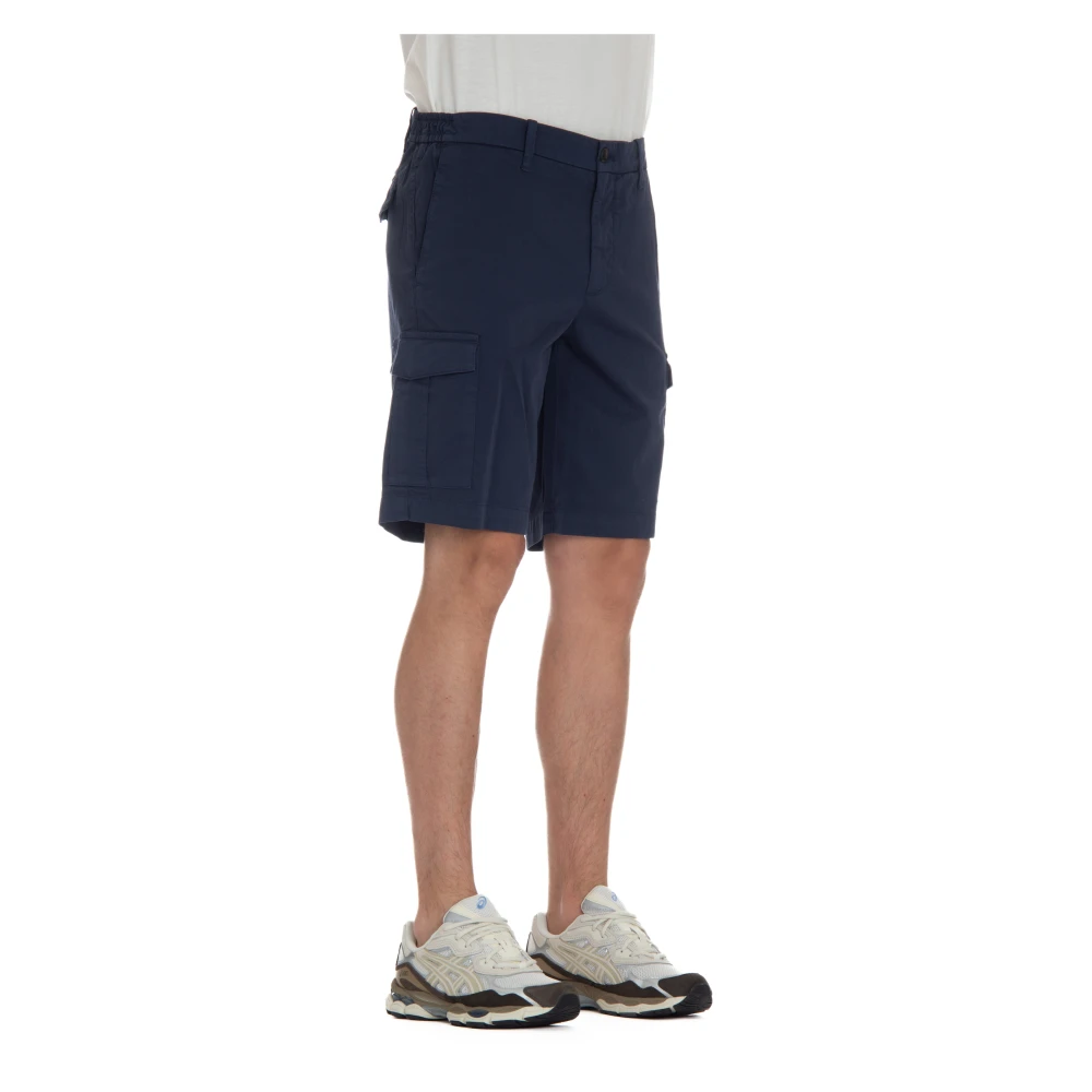 Eleventy Blauwe Shorts met Rits en Knoop Blue Heren
