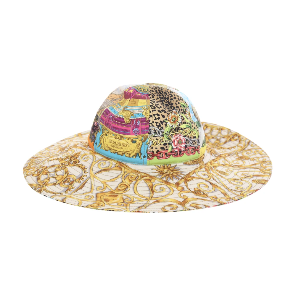 Moschino Canvas Sjaal Print Brede Rand Hoed Multicolor Dames