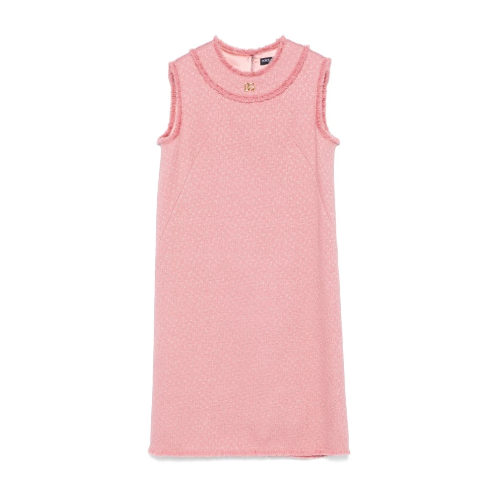 Dolce & Gabbana Flamingo Pink Frayed Sleeveless Jurk Pink Dames