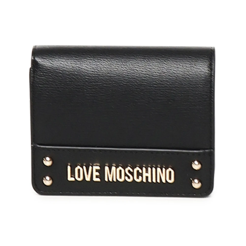 Love Moschino Zwarte Portemonnee met Gouden Logo Black Dames