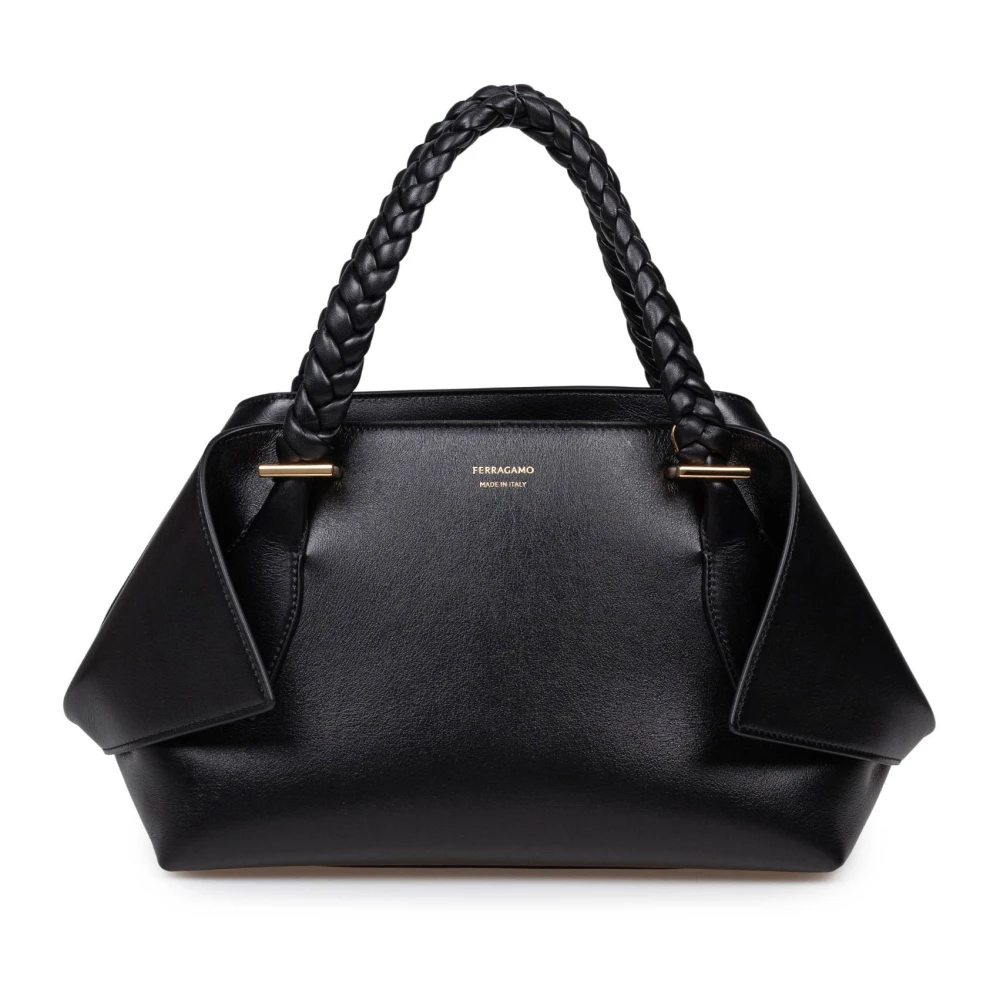 Salvatore Ferragamo Zwarte Schoudertas Handtas van Kalfsleer Black Dames
