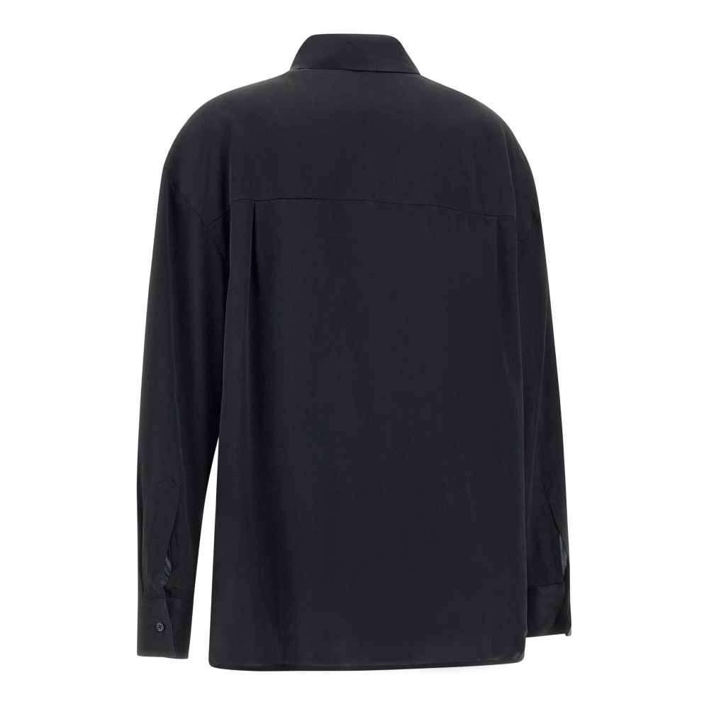 IRO Zijden Zwarte Shirt met Klassieke Kraag Black Dames