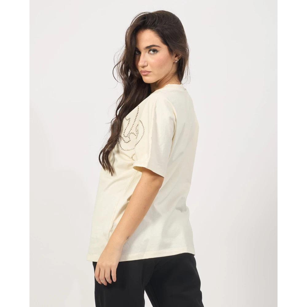 Disclaimer Dames Basic Logo T-shirt Wit Beige Dames