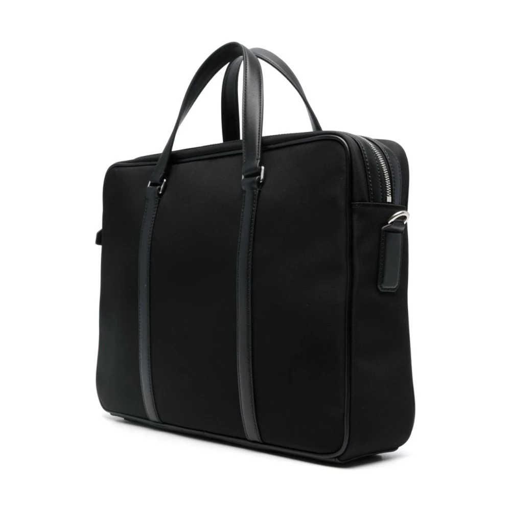 Bally Leren Tas met Logo Patch en Handvat Black Heren