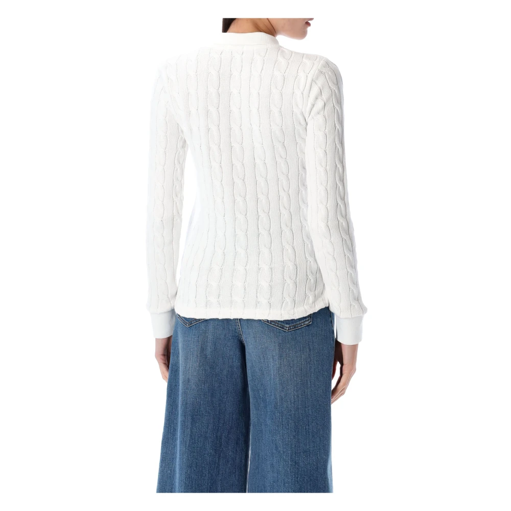 Polo Ralph Lauren Kabelgebreide Trui Lange Mouw White Dames