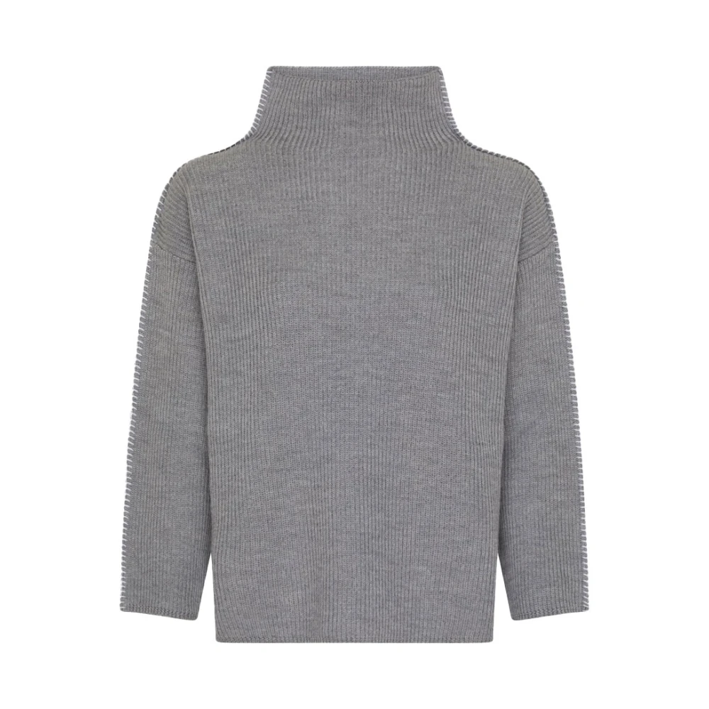 Max Mara Hoge Hals Gebreid met Contrastdetails Gray Dames