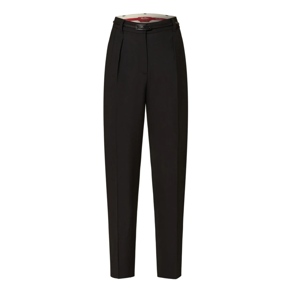 Max Mara Studio Wortellijn Wollen Broek Zwart Black Dames