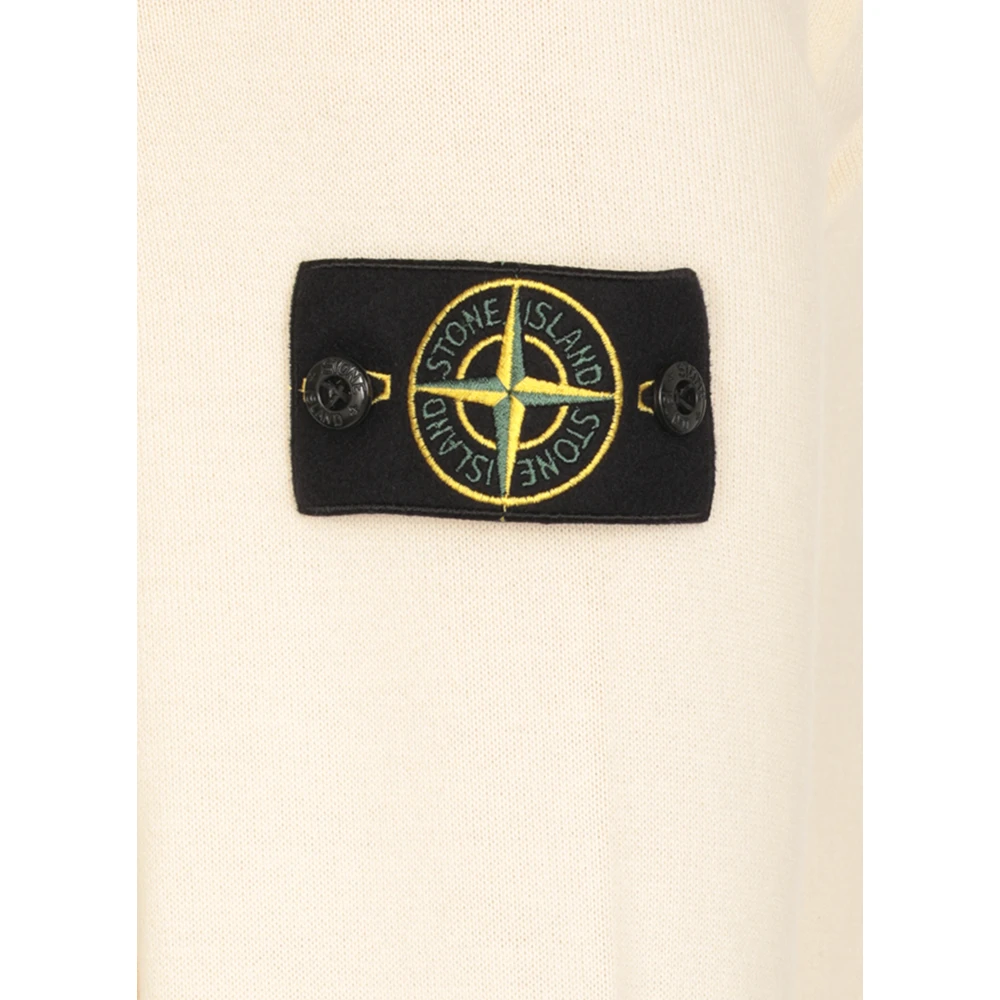 Stone Island Ivoor Katoenen Trui met Logopatch Beige Heren
