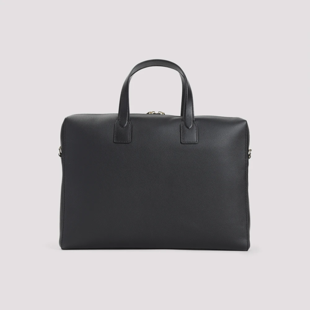 PS By Paul Smith Zwarte Leren Aktetas Ss25 Black Heren