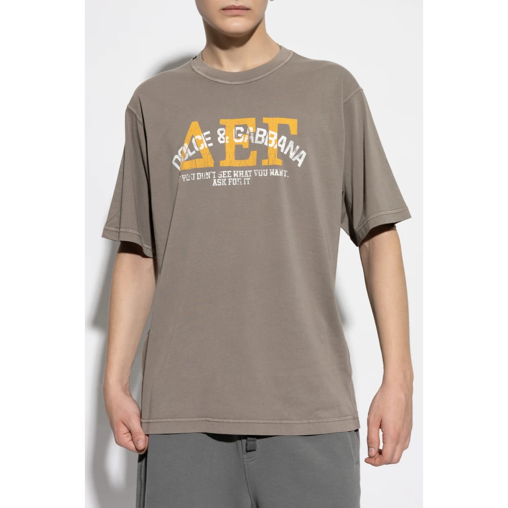 Dolce & Gabbana T-shirt met print Gray Heren