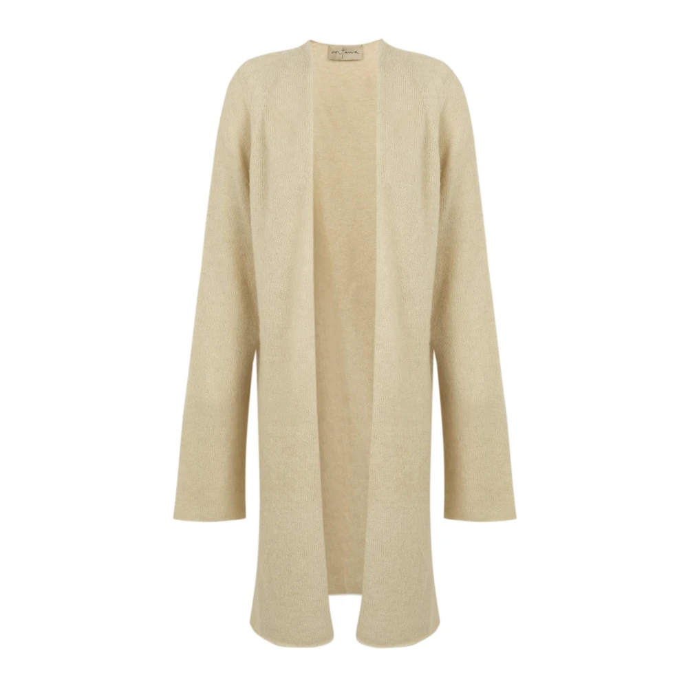 Cortana Women's Beige Hana- Alpaca- Cashmere And Silk Ivory Jacket - Long Knitwear - M - Knitwear