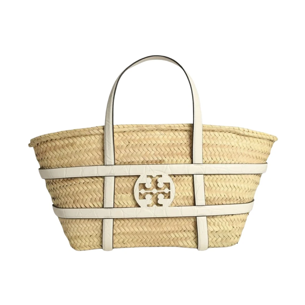 Tory Burch Women's Beige Shopping Bags, One Size, Ella Straw Shopping Bag