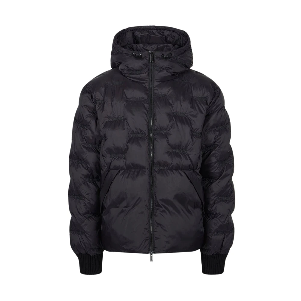 Iceberg Imitatie donsjack van nylon met allover borduursel en centrale rits Black Heren