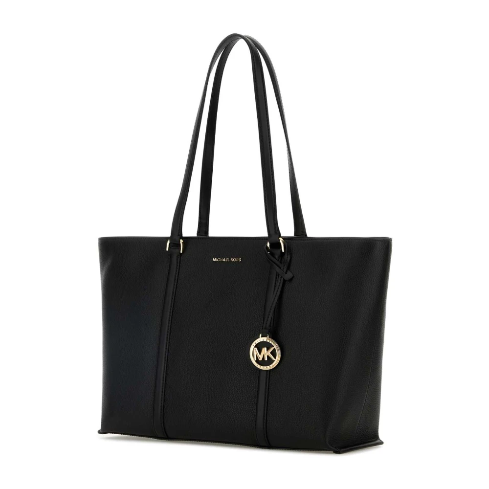 Michael Kors Stijlvolle zwarte leren winkeltas Black Dames
