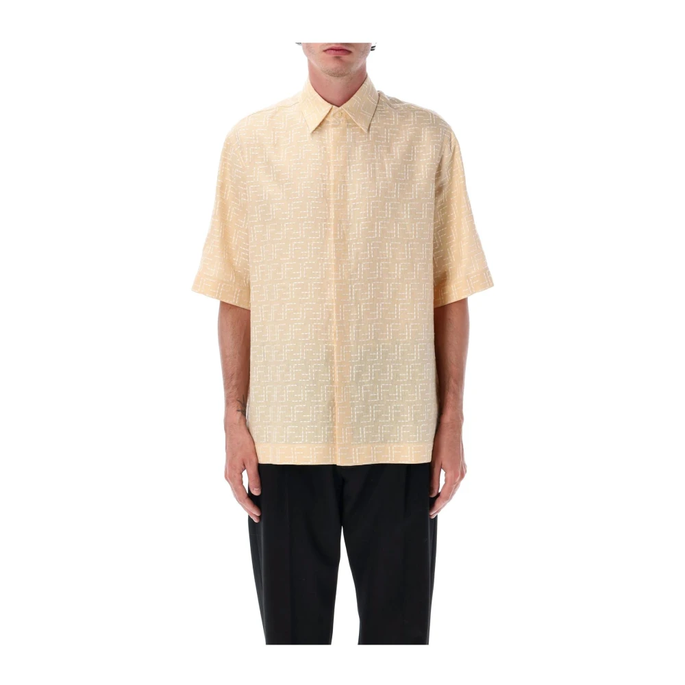 Fendi Gul Ff Jacquard Kortärmad Skjorta