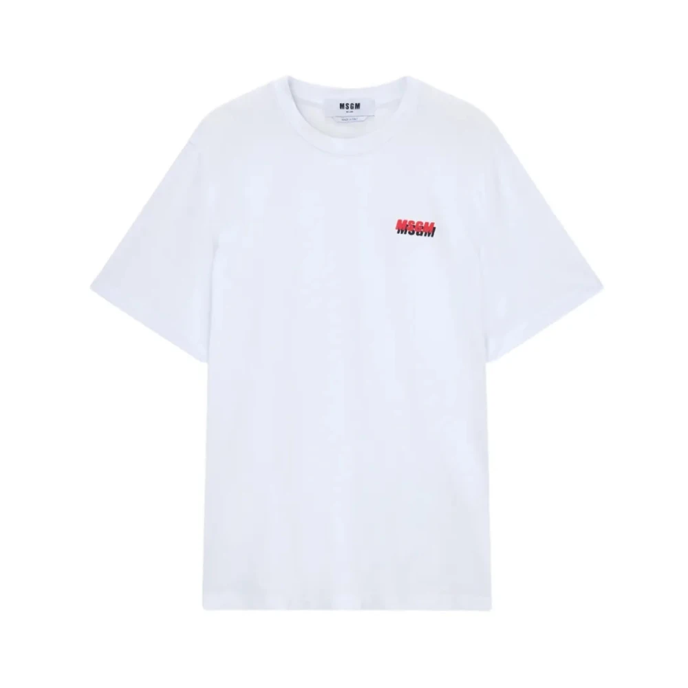 Msgm Men's White Logo Print T-Shirt - T-Shirts - M - Tops