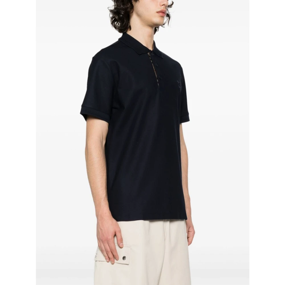 Burberry Blauw Logo Polo Shirt Klassieke Kraag Blue Heren