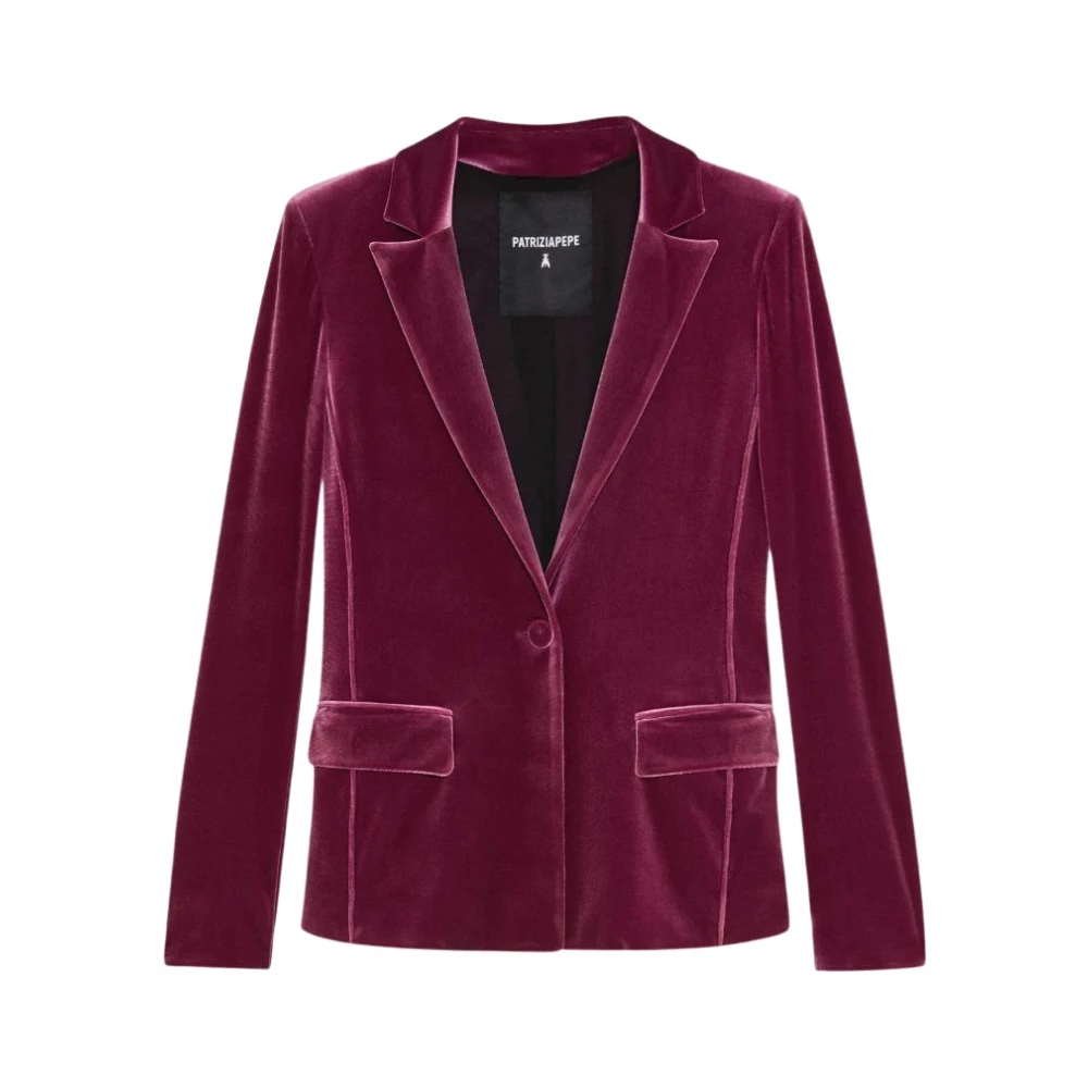 PATRIZIA PEPE Fluwelen jas met logodetail Purple Dames