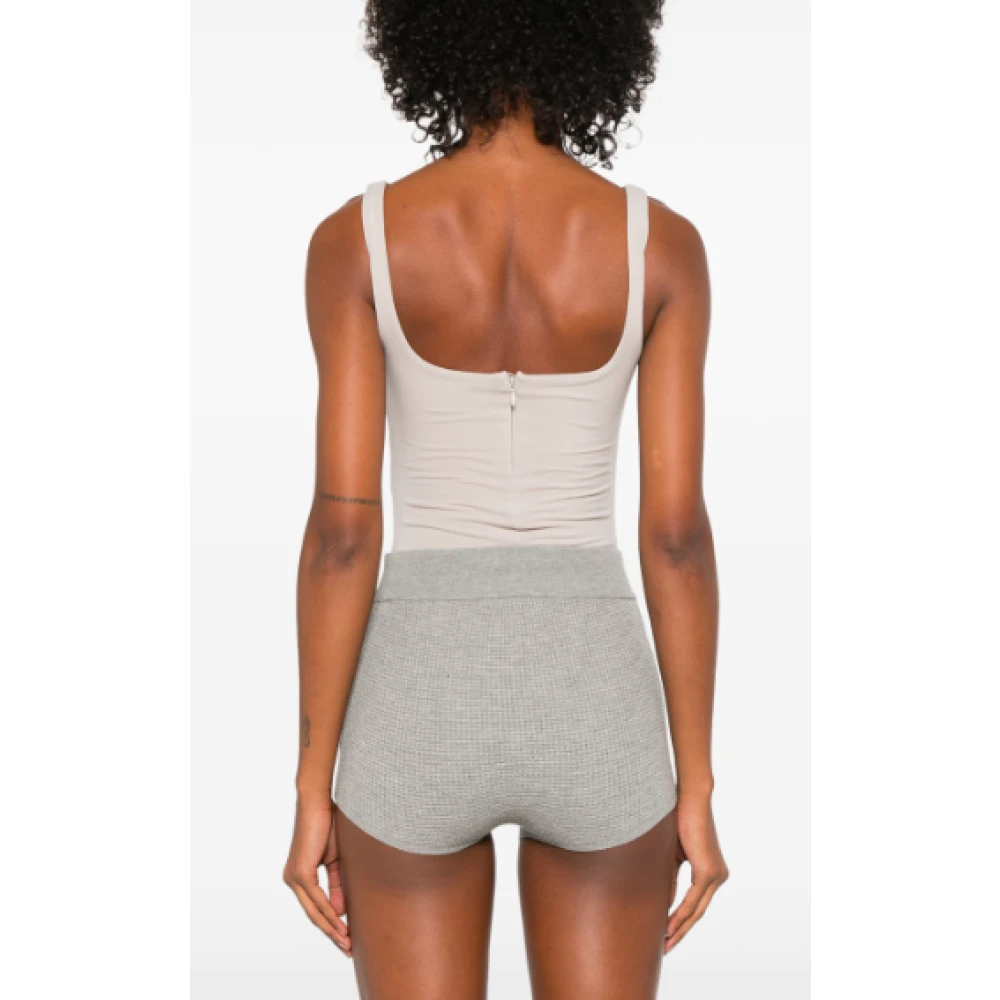 Entire Studios Zilveren Wolk Bodysuit Vierkante Hals Beige Dames