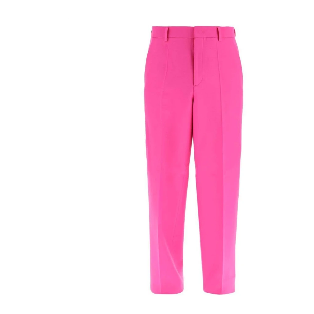 Valentino Wollen en zijden broek met riemlussen Pink