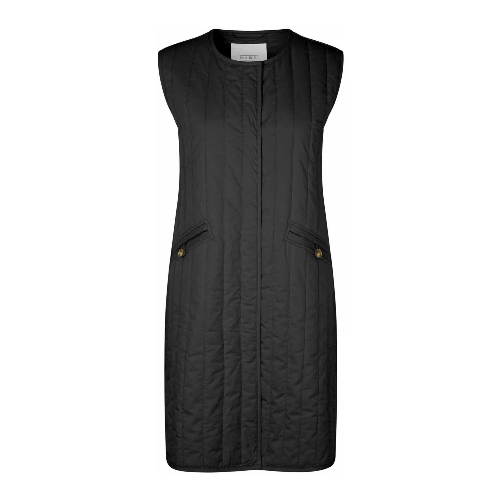 Masai Stijlvolle Zwarte Jas met Ritszakken Black Dames