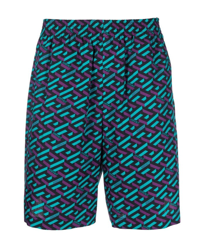 la-greca-print-blue-shorts