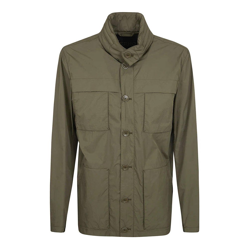 Herno Mannelijk Groente Ultralichte Kreuk Field Jacket