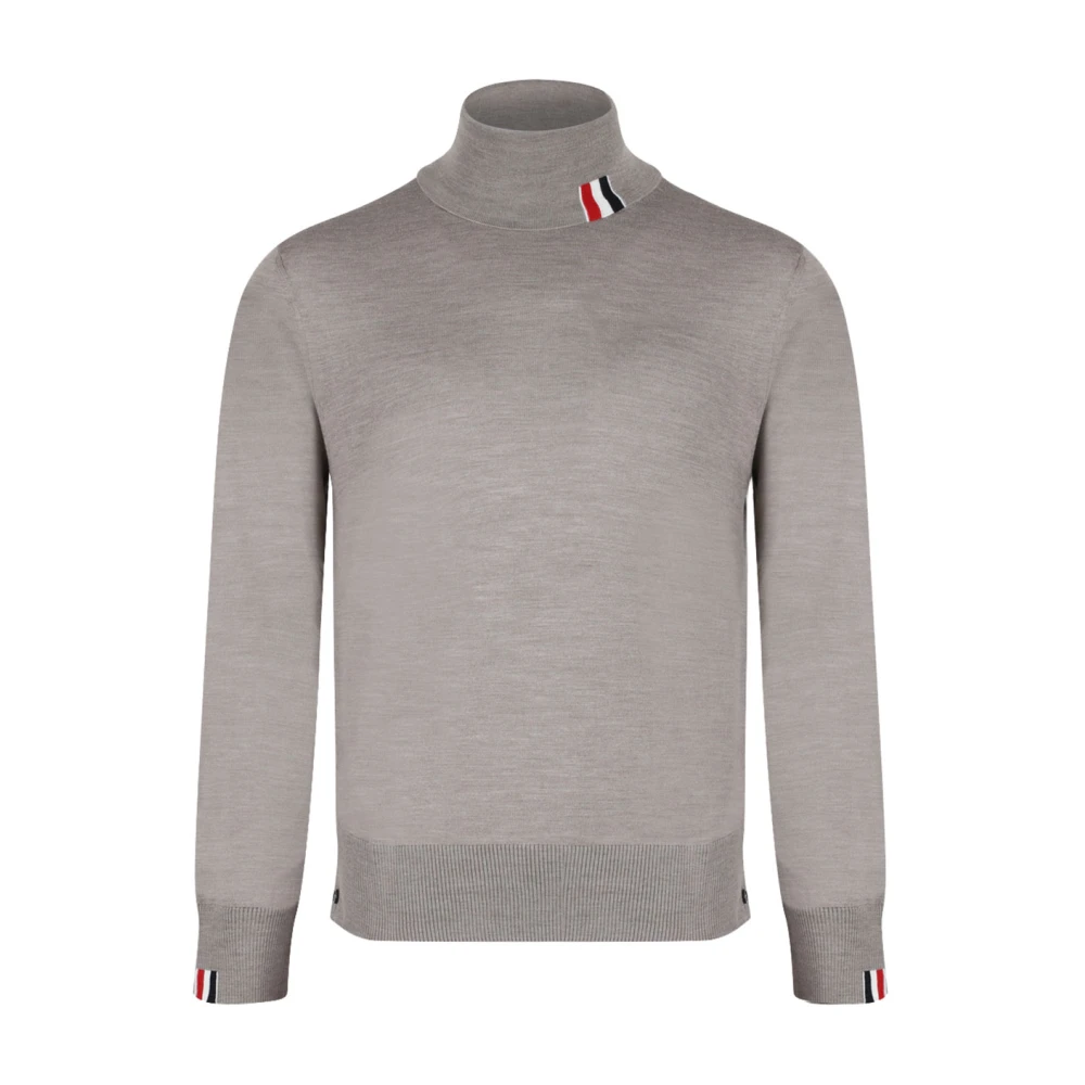Thom Browne Men's Beige Fine Knit Jumper - Turtlenecks - L - Knitwear
