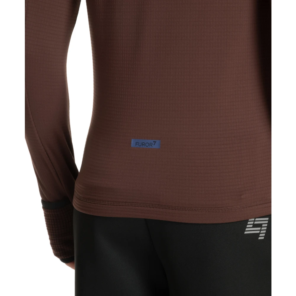 Emporio Armani EA7 Effen Logo Rits Sweater Brown Heren