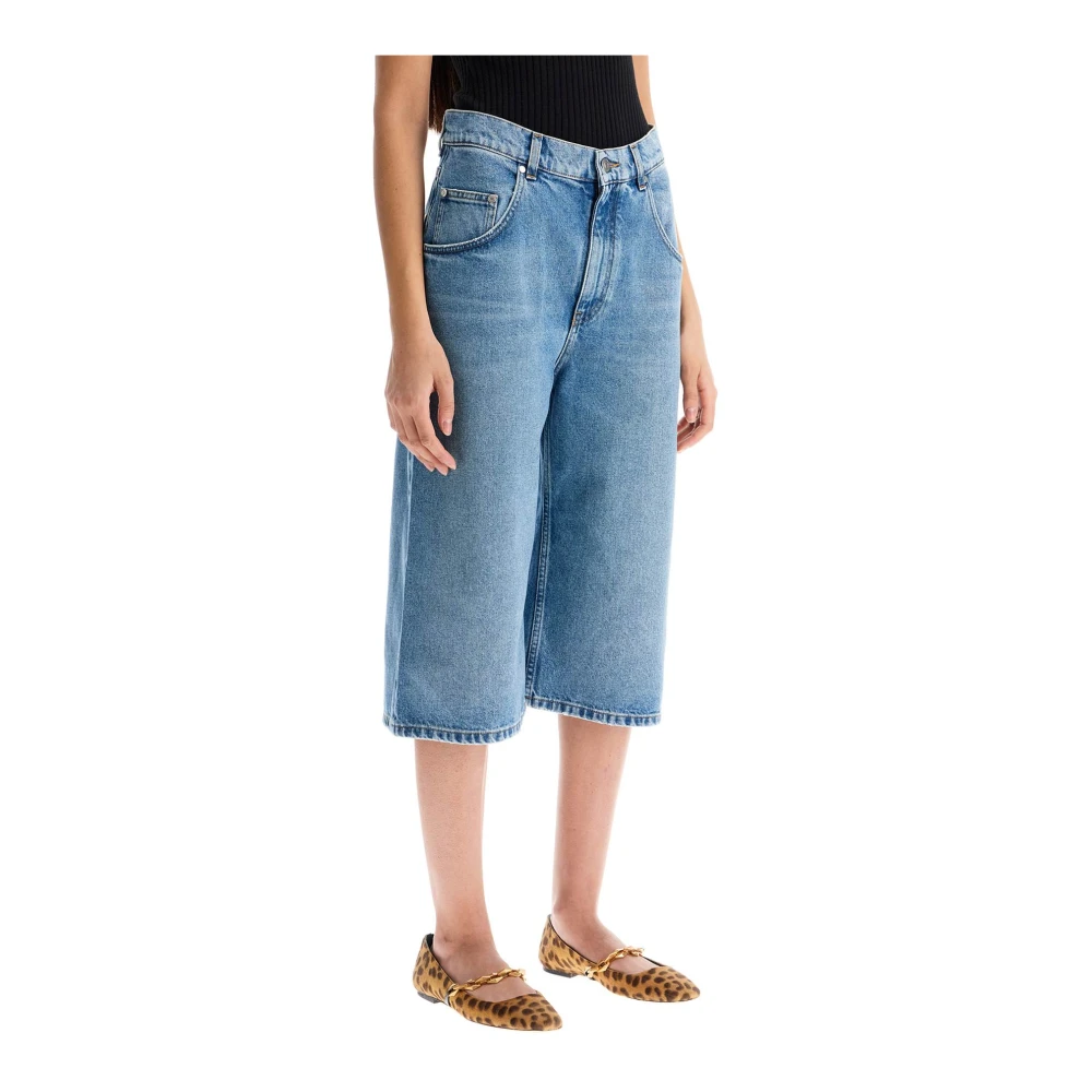 Stella Mccartney Distressed Flared Denim Cropped Jeans Blue Dames