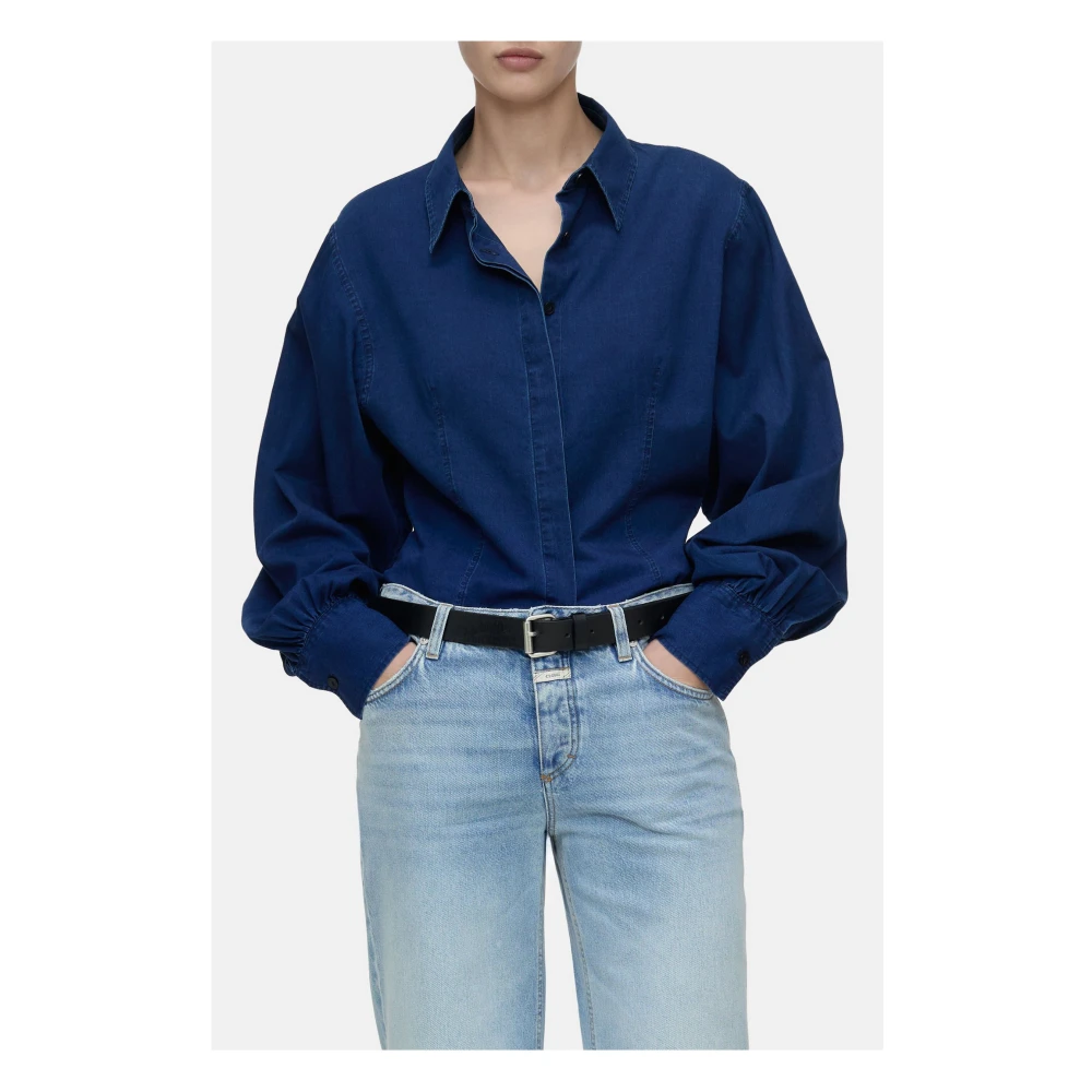 closed Cropped Blouse in Donkerblauw Blue Dames