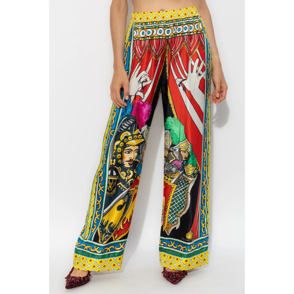 Dolce & Gabbana Zijden broek met Carretto-patroon Multicolor Dames