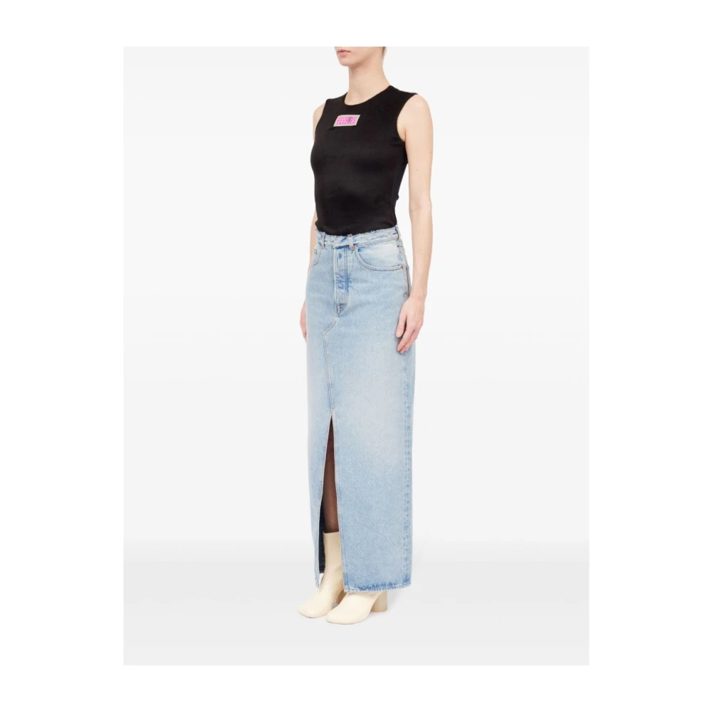 MM6 Maison Margiela Heldere Blauwe Denim Rok met Voorspleet Blue Dames